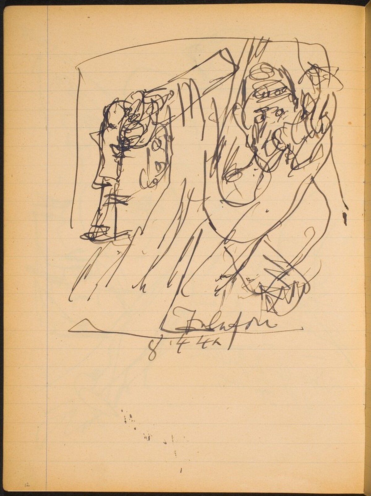 Skizze mit zwei Figuren (Sketch with Two Figures) [p. 12] by Max Beckmann
