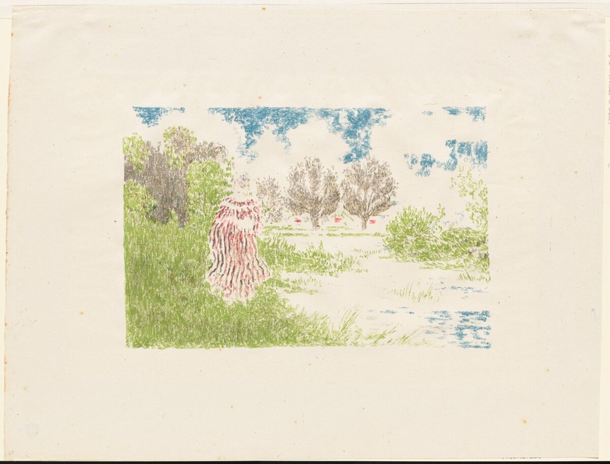 Woman in a Striped Dress in a Landscape (Femme en robe à rayures) by Ker Xavier Roussel