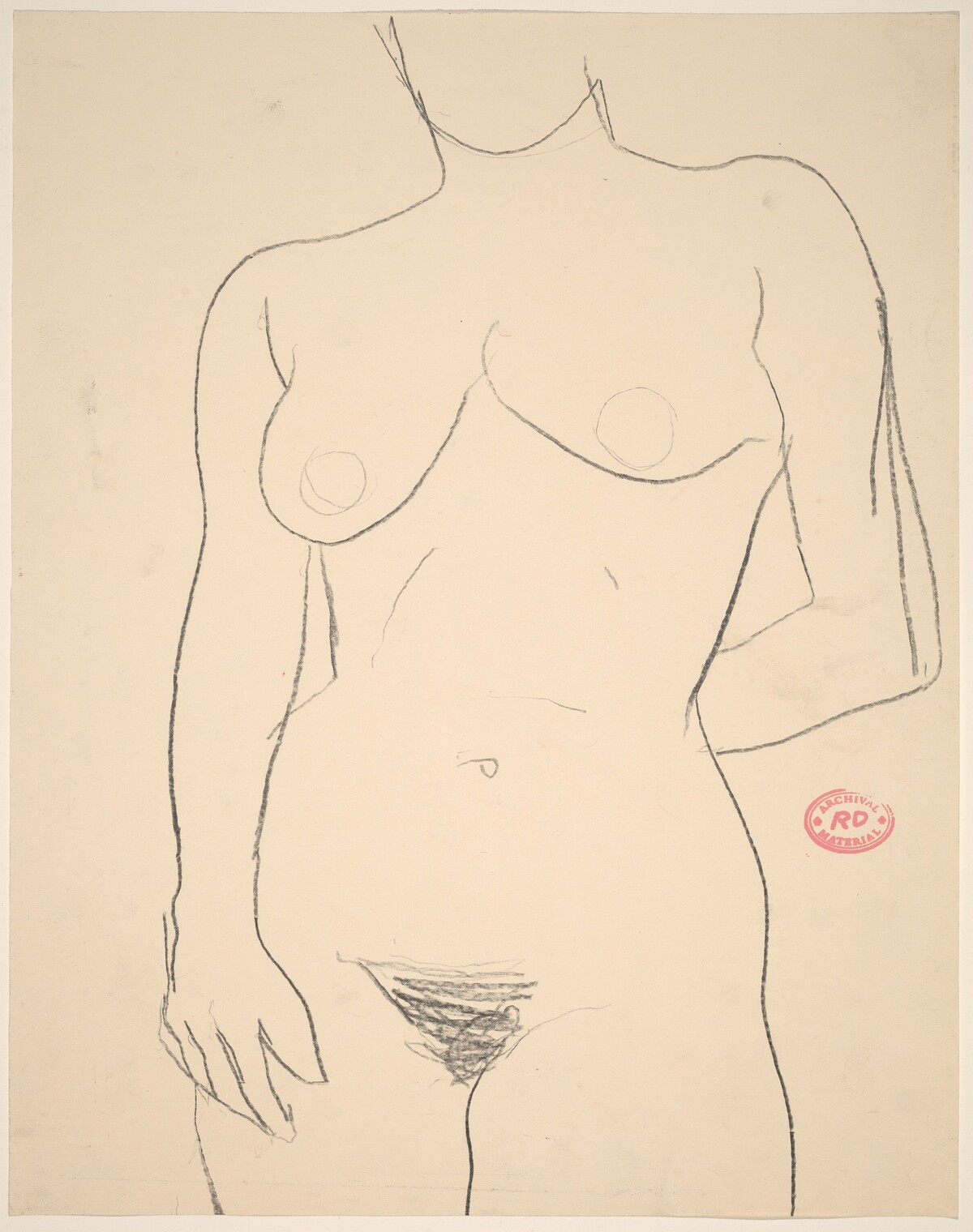 Untitled [standing nude with her left arm behind her back] by Richard Diebenkorn