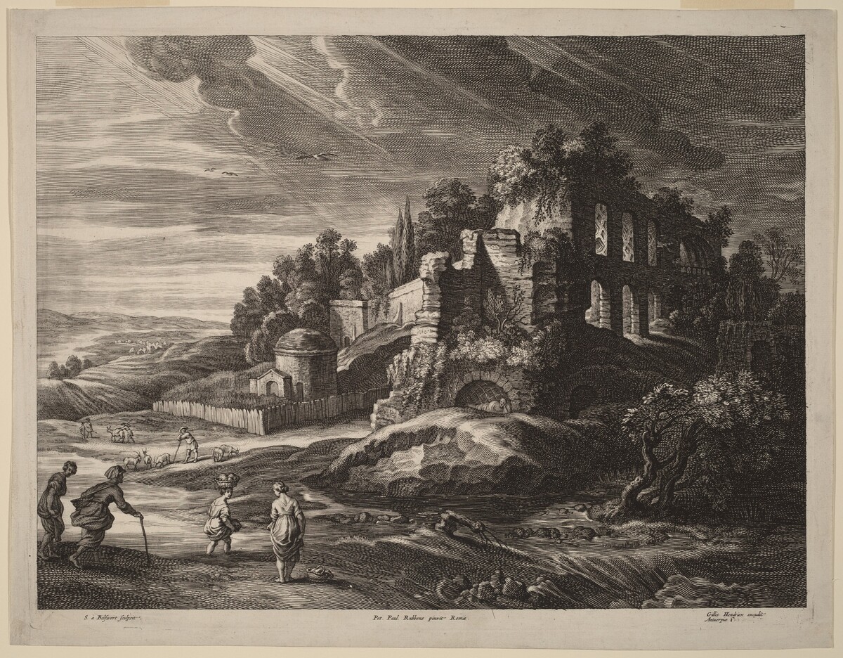 Landscape with Large Roman Ruins by Schelte Adams Bolswert after Sir Peter Paul Rubens