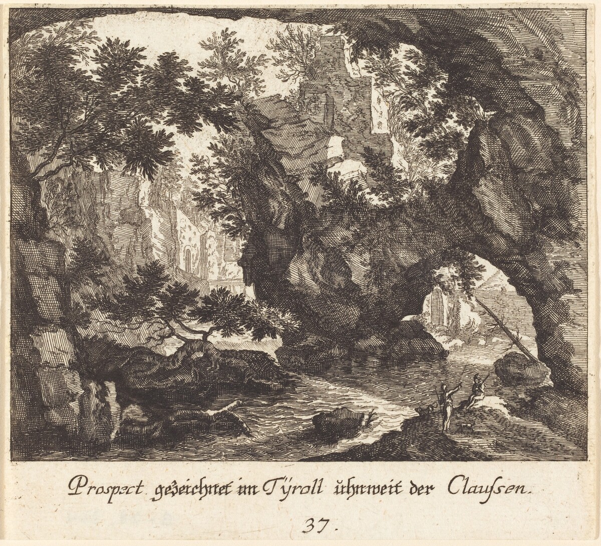 Tyrolean Landscape by Melchior Küsel after Johann Wilhelm Baur