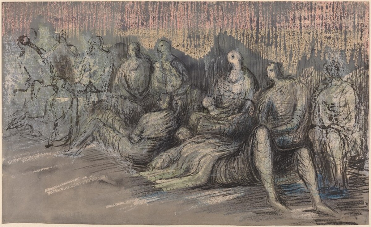 Figures in an Underground Shelter by Henry Moore