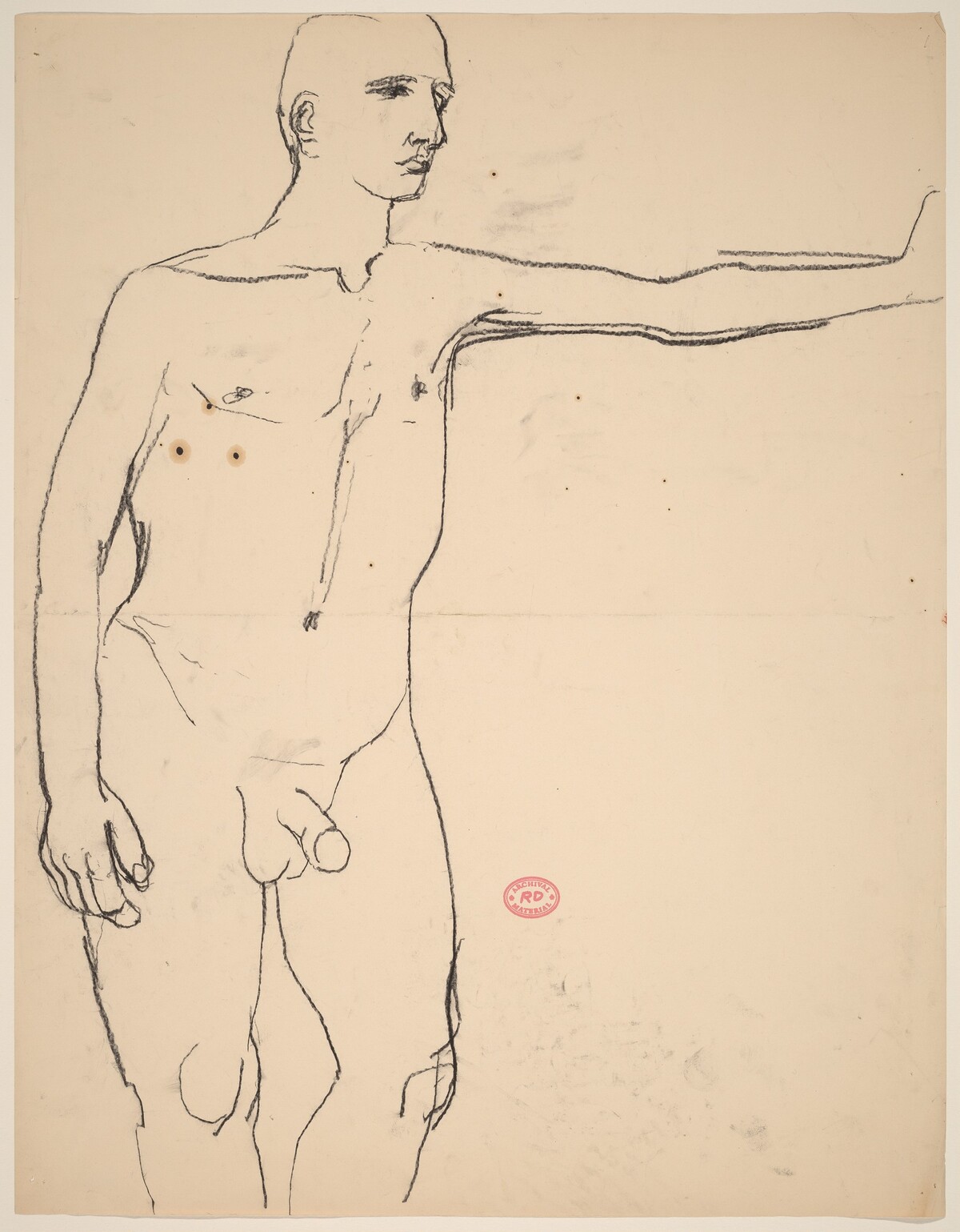 Untitled [nude extending his left arm] by Richard Diebenkorn
