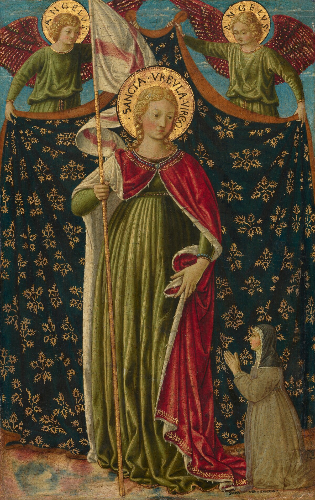 Saint Ursula with Two Angels and Donor by Benozzo Gozzoli