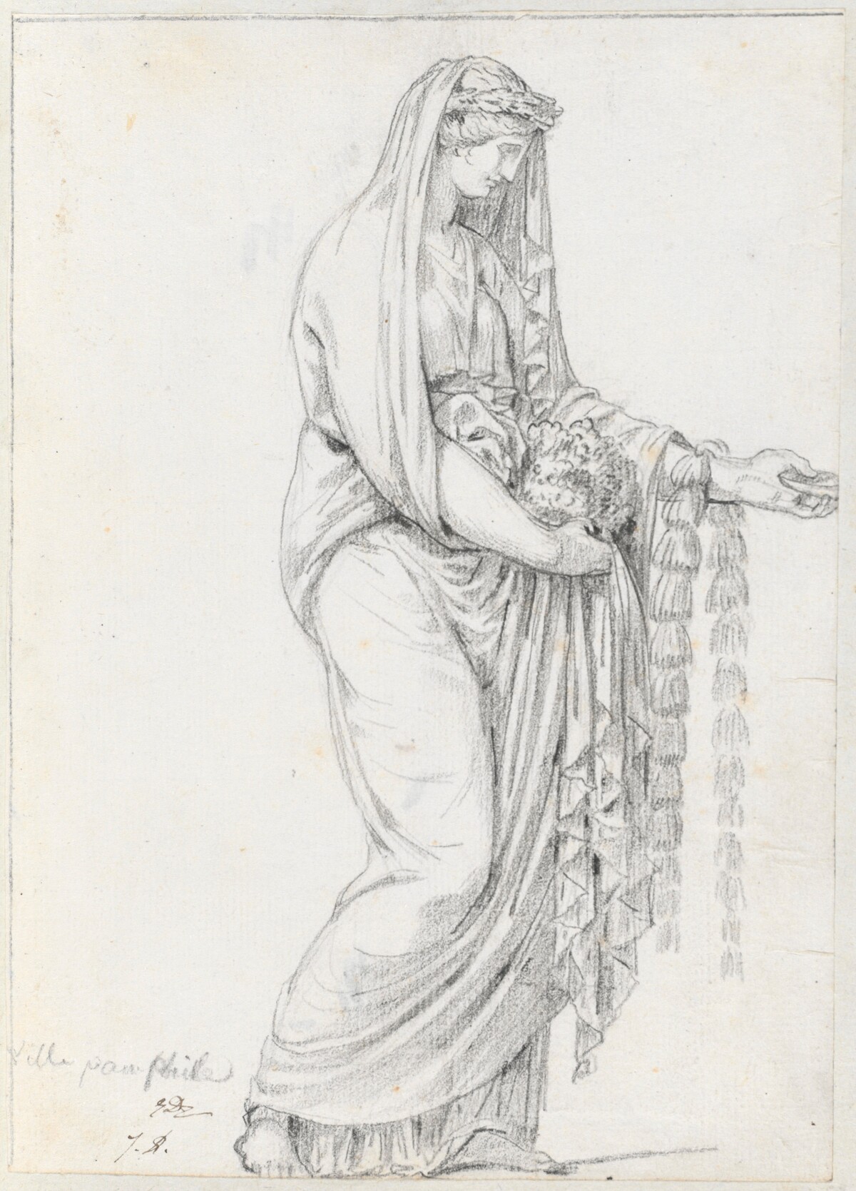 Woman with a Garland, from the Villa Pamphili by Jacques-Louis David