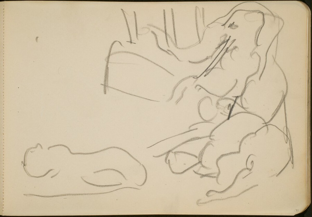 Zirkusnummer mit Elefanten (Circus Act with Elephants Reclining) [p. 71] by Max Beckmann