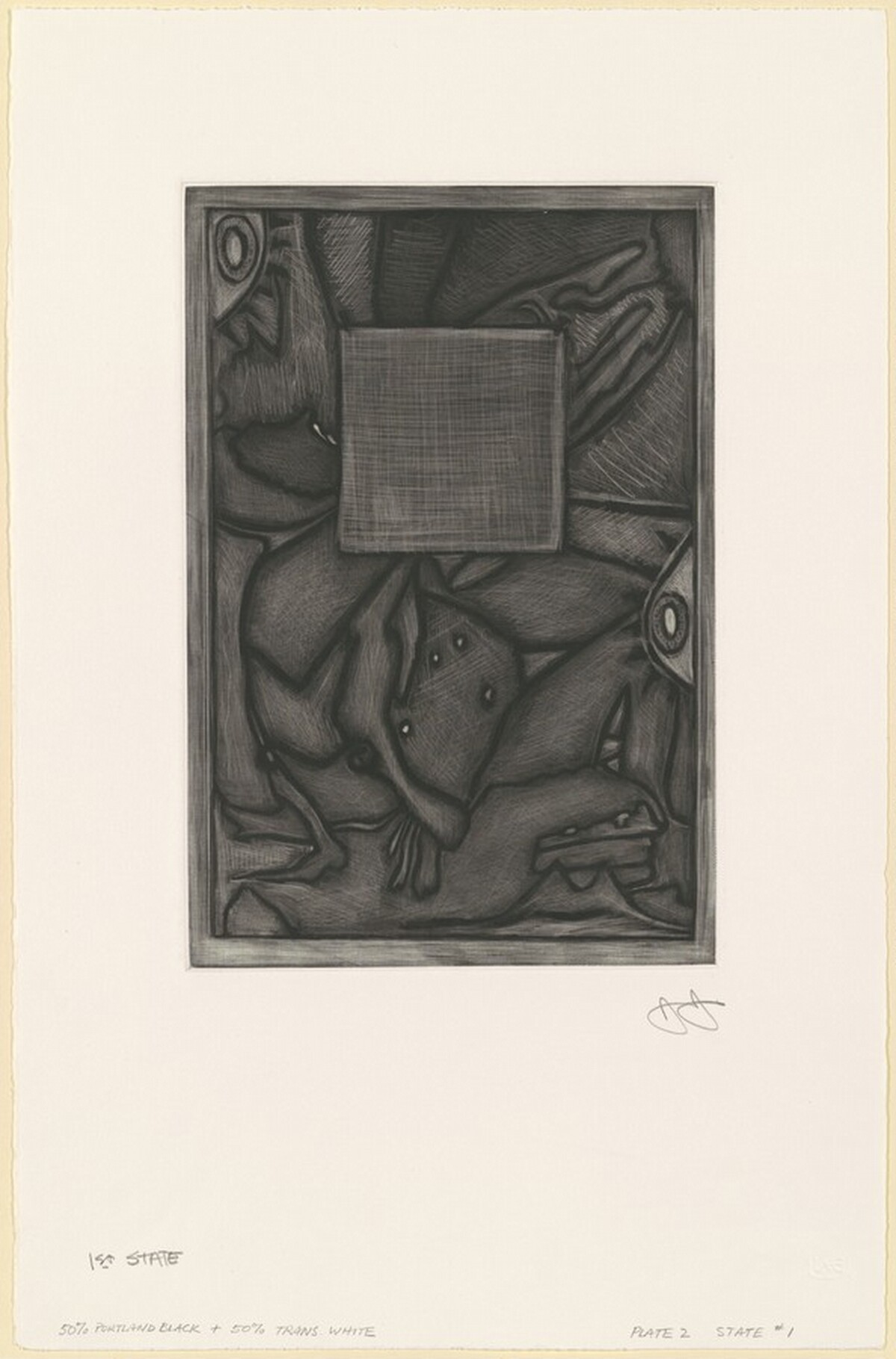 Untitled (Orange Mezzotint) [state proof of 1st state] by Jasper Johns
