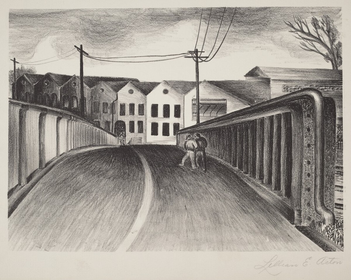 Untitled (Two Men on Bridge) by Lillian E. Acton