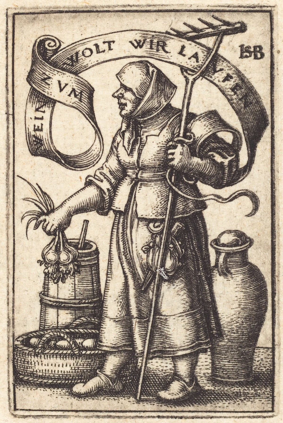 Peasant Woman at Market by Sebald Beham