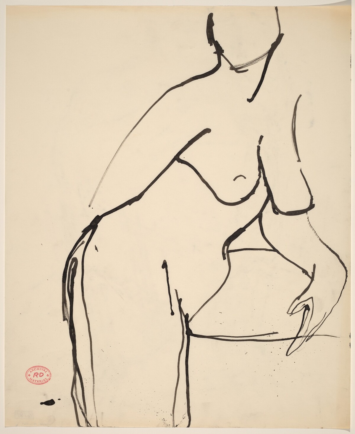 Untitled [standing nude leaning on her elevated left leg] by Richard Diebenkorn