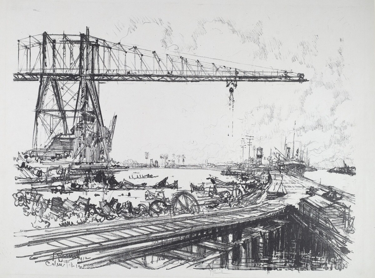 French Canal and American Cranes by Joseph Pennell