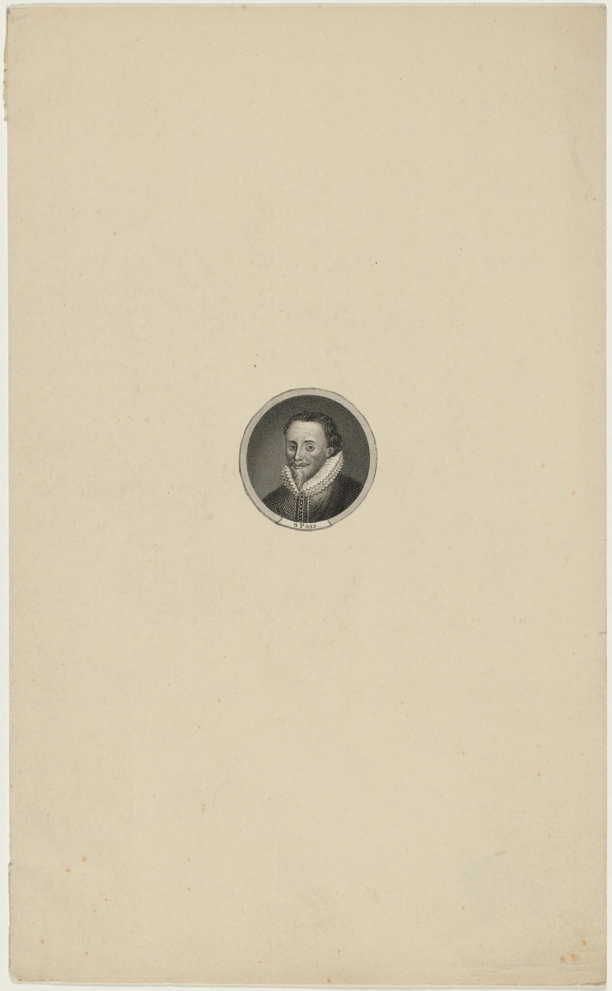 Medallion Portrait of Man in Ruff and  Pointed Beard by Simon de Passe