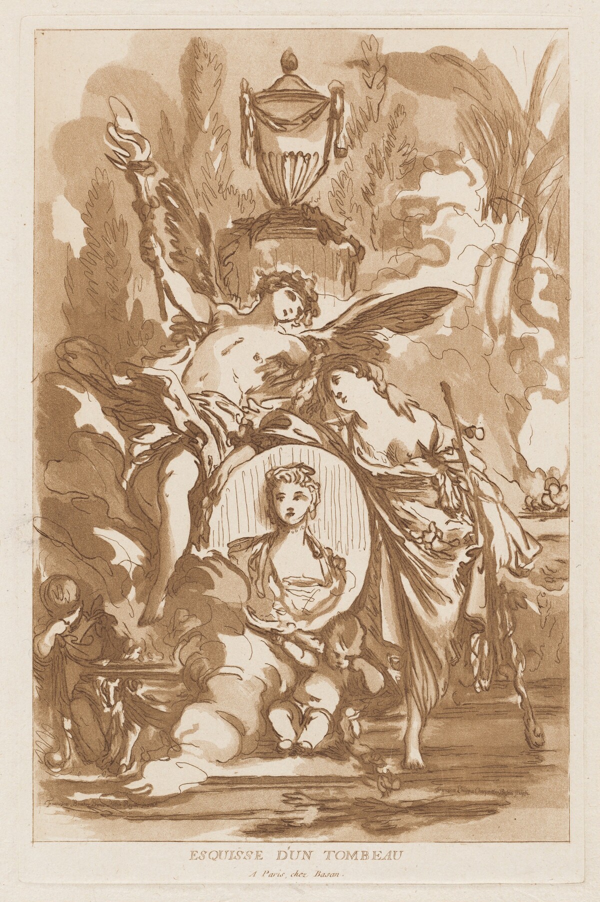 Esquisse d’un tombeau (Sketch for a Tomb) by François-Philippe Charpentier, after François Boucher, published by Pierre-François Basan