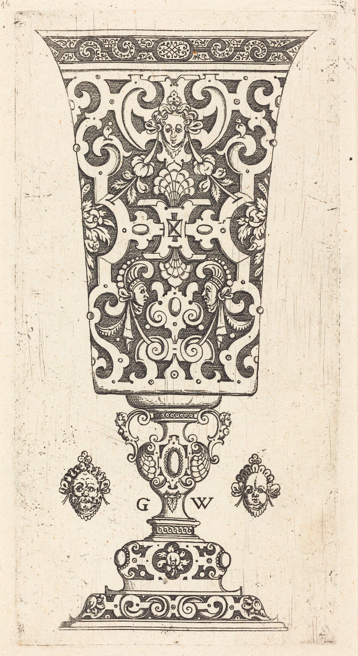 Goblet decorated with masque by Georg Wechter I