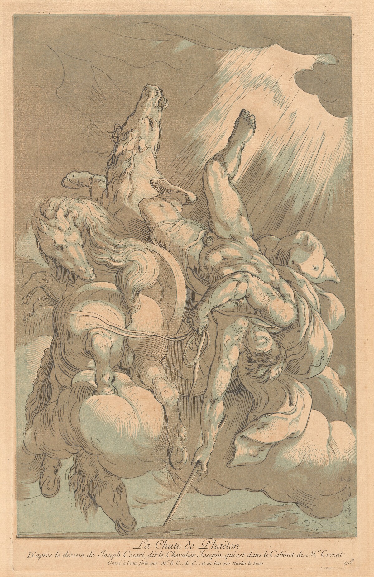 La Chute de Phaëton (The Fall of Phaeton) by comte de Anne-Claude-Philippe de Tubières Caylus and Nicolas Le Sueur, after Giuseppe Cesari