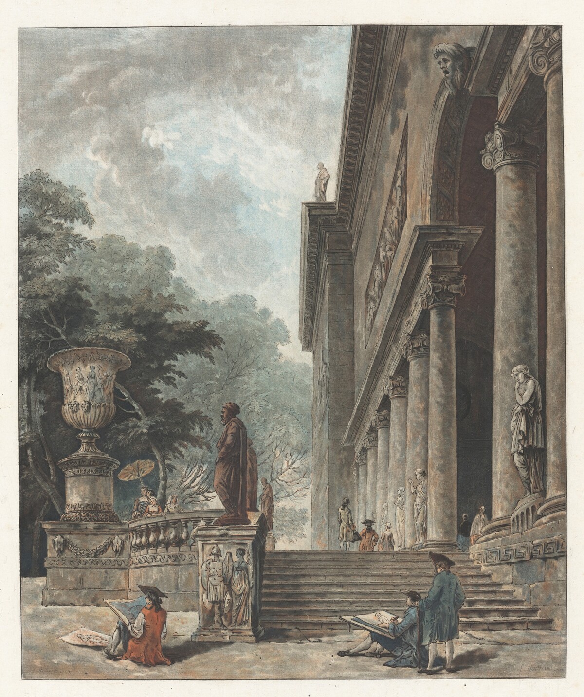 Colonnade et Jardins du Palais de Medici (Colonnade and Gardens of the Palazzo Medici) by Jean-François Janinet after Hubert Robert