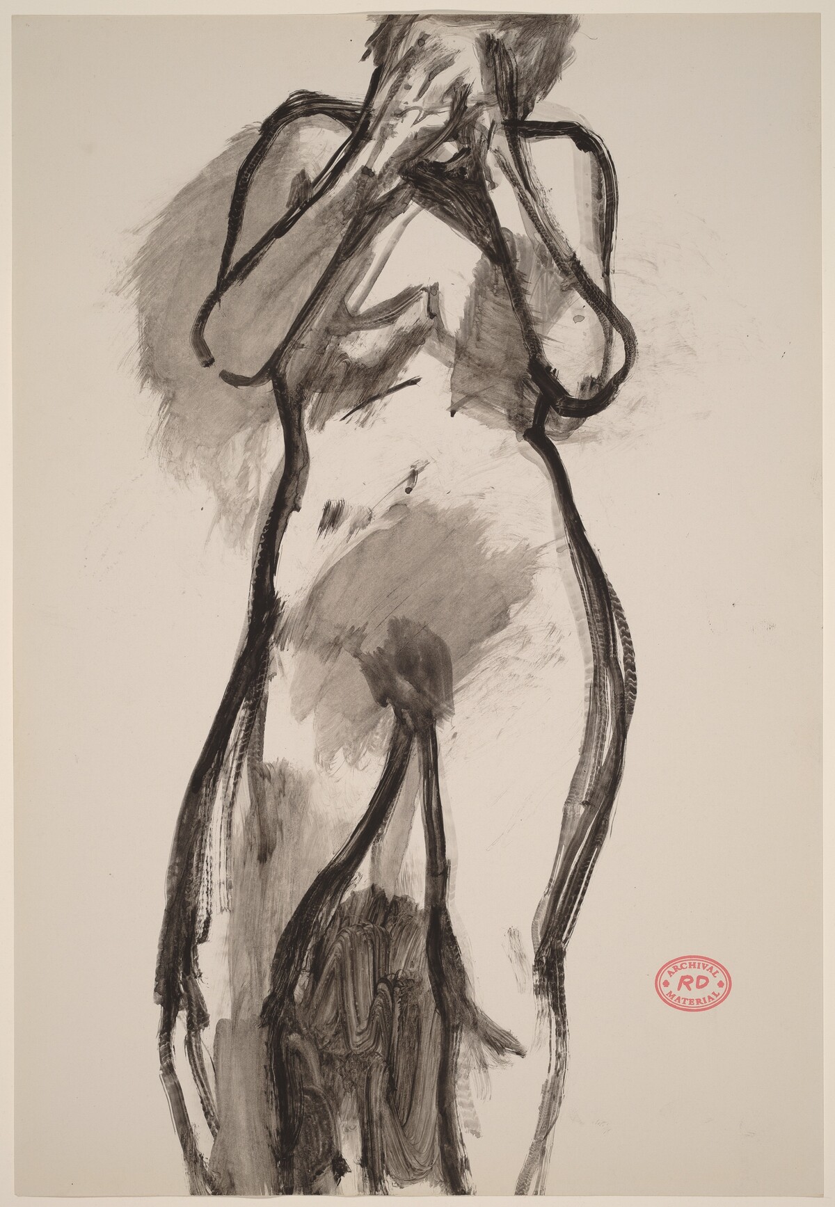 Untitled [standing female nude with hands over face] by Richard Diebenkorn