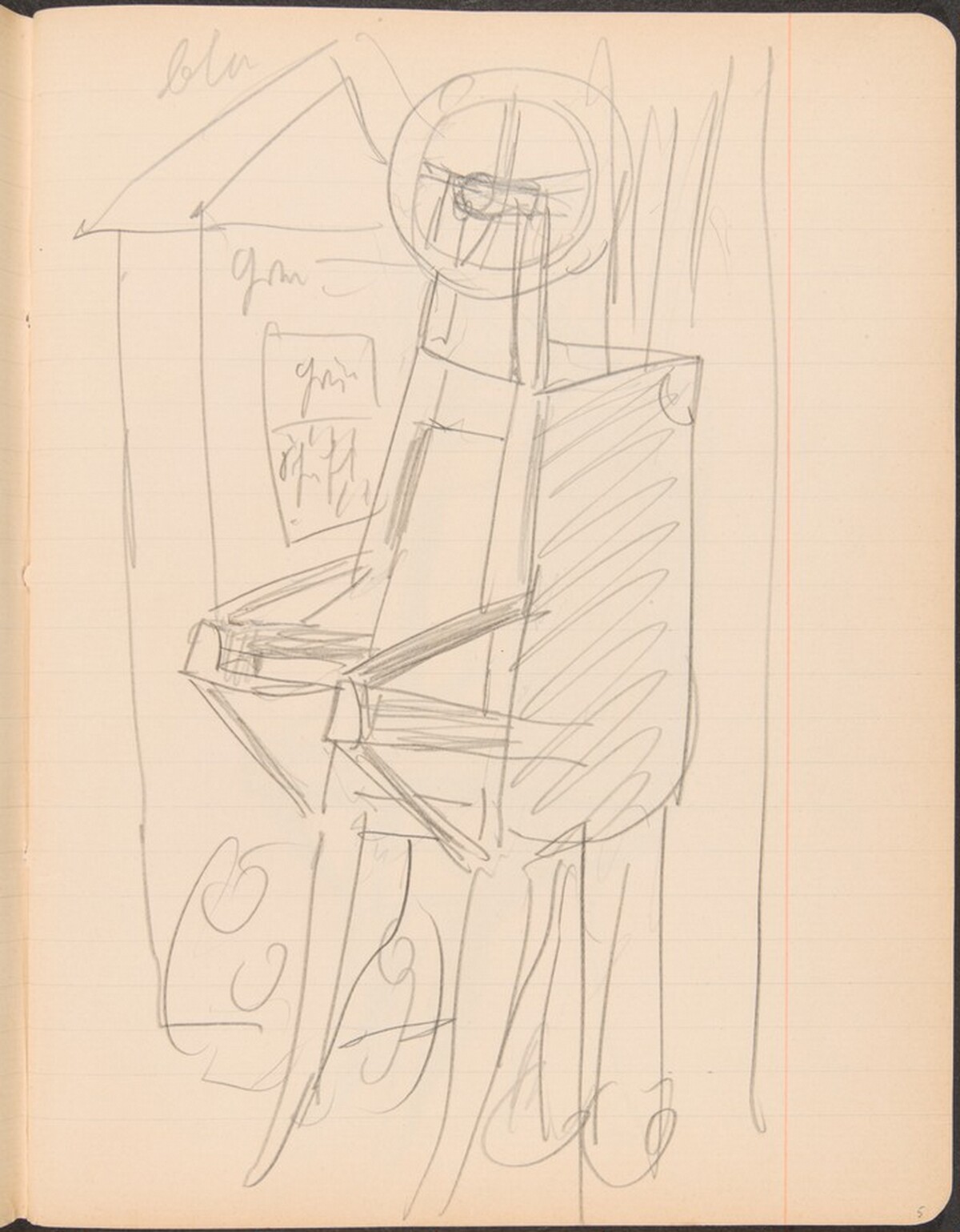 stehender Schubkarren vor Architektur (Wheelbarrow Standing by Architecture) [p. 5] by Max Beckmann