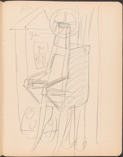 stehender Schubkarren vor Architektur (Wheelbarrow Standing by Architecture) [p. 5]