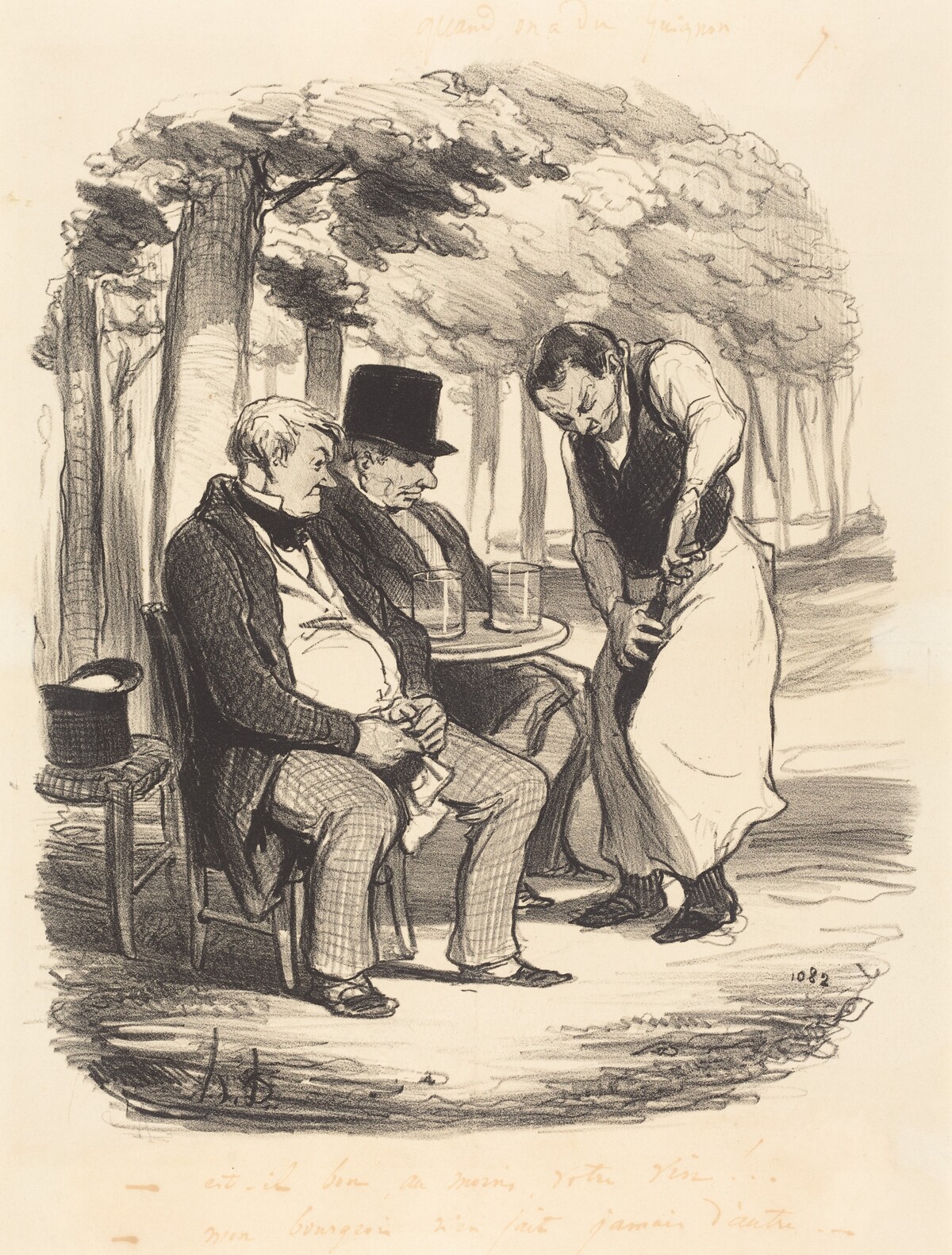 Est-il bon, au moins, votre vin!... by Honoré Daumier