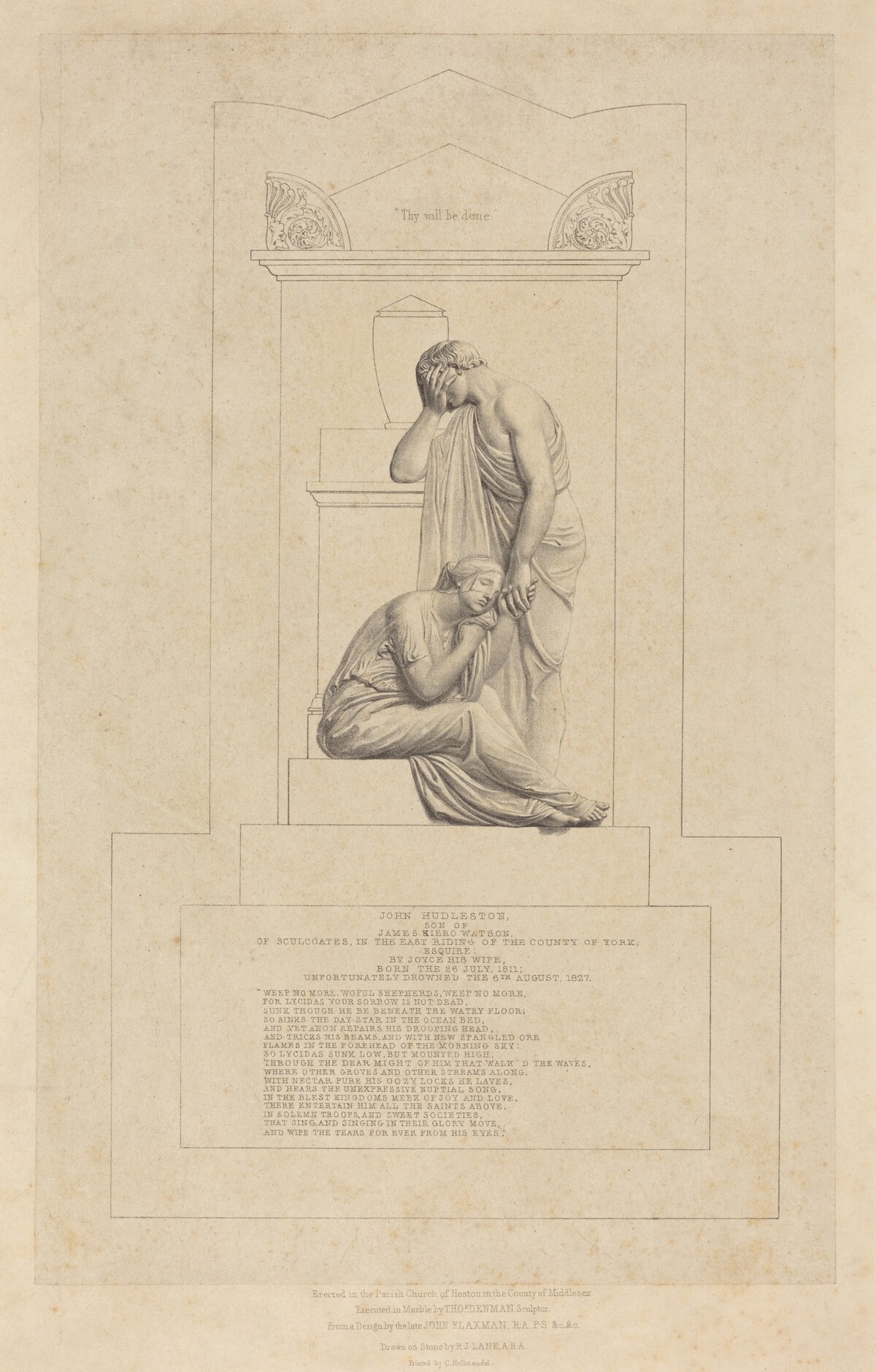 Monument to John Hudleston by Richard James Lane after John Flaxman