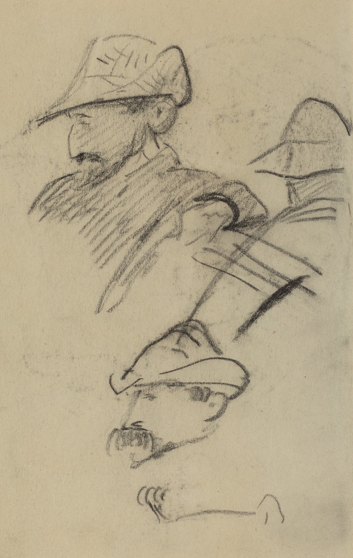 Three Studies of a Man Wearing a Hat [recto] by Paul Gauguin