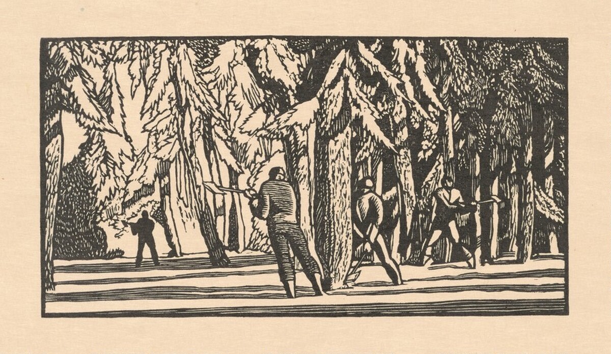 Woodchoppers by J. J. Lankes, after Rockwell Kent
