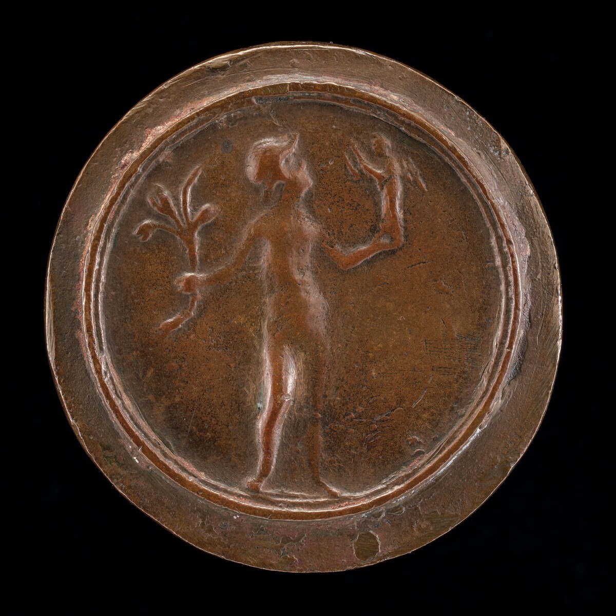 Helmeted Figure Holding Victory and a Plant [reverse] by Venetian 16th Century