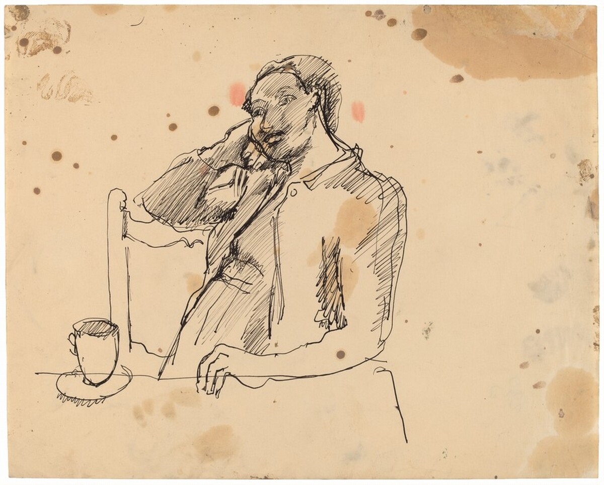Pensive Woman Seated at a Table, Cup and Saucer to the Left by Mark Rothko