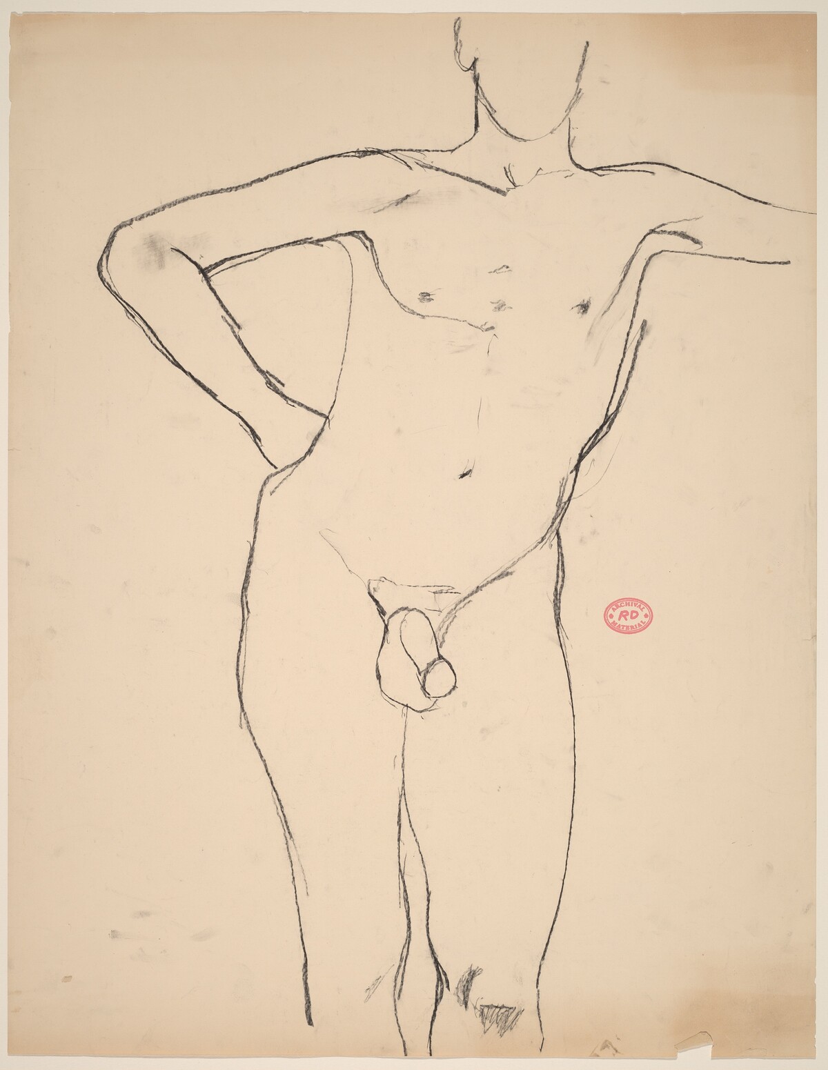 Untitled [standing nude with his right arm akimbo] by Richard Diebenkorn