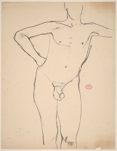 Untitled [standing nude with his right arm akimbo]
