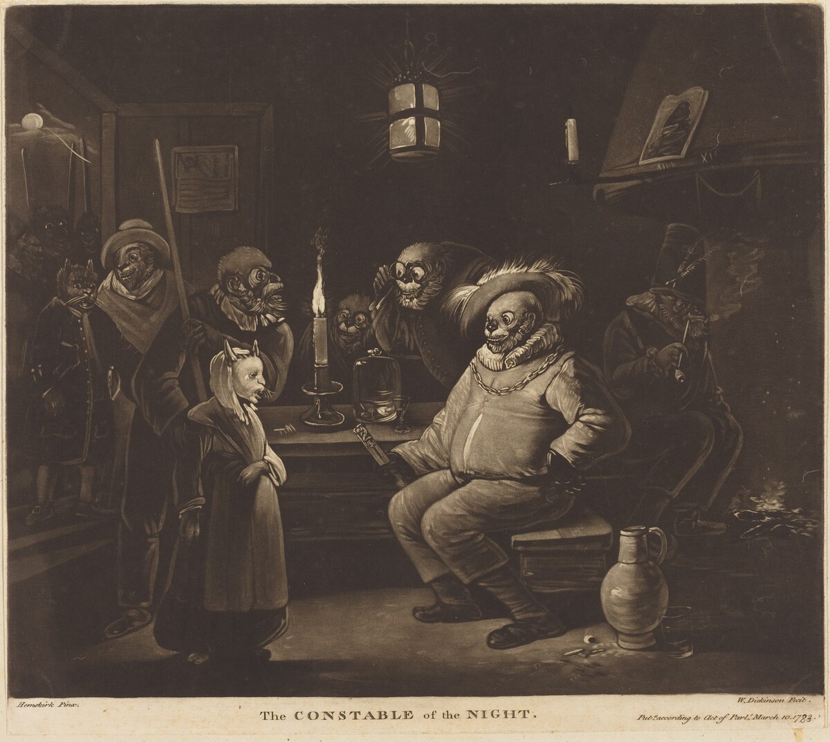 The Constable of the Night by William Dickinson after Egbert van Heemskerck