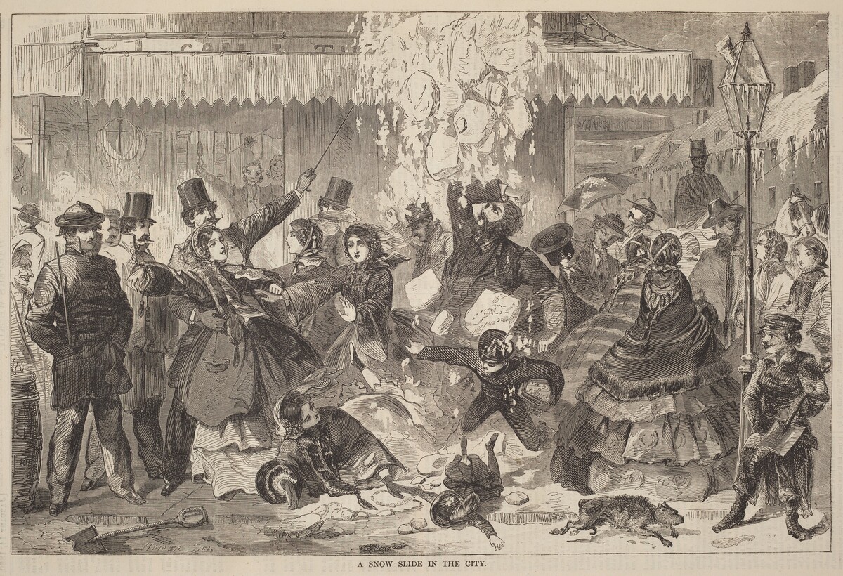 A Snow Slide in the City by after Winslow Homer