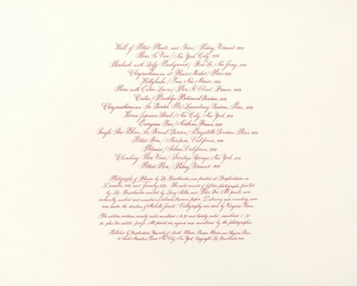 Photographs of Flowers Colophon Page