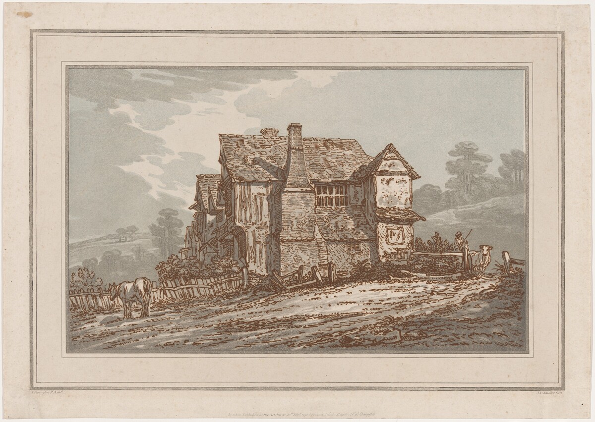 A Rustic House with a Tottering Wood Fence by Joseph Constantine Stadler, after Joseph Farington