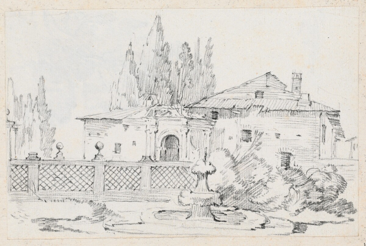 House and Trees across a Garden Wall by Joseph-Marie Vien