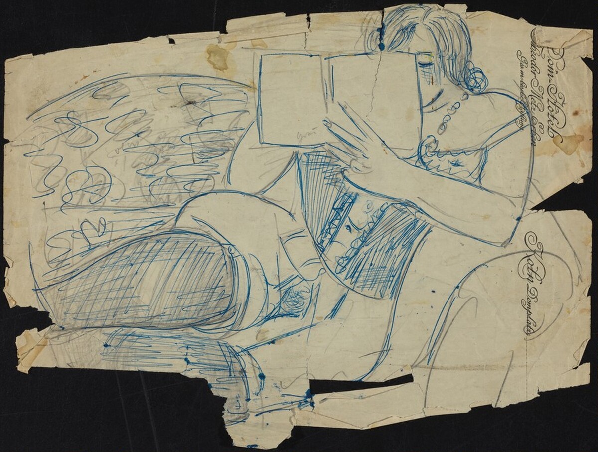 Reclining Nude Reading by Max Beckmann