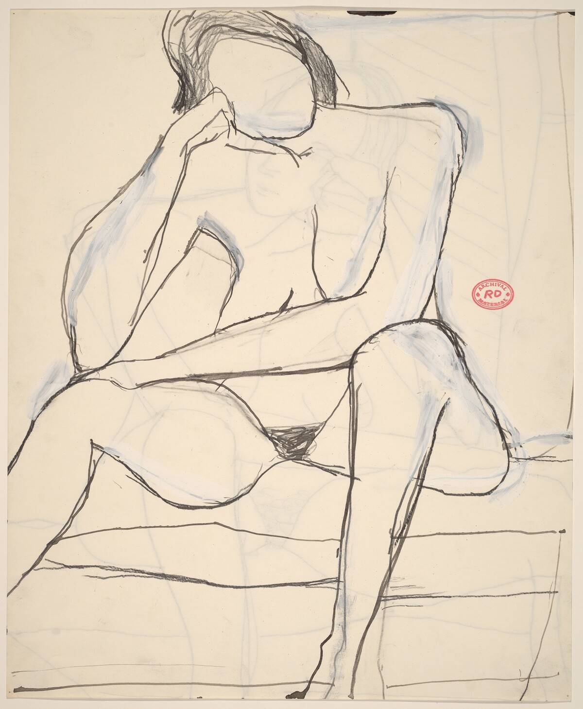 Untitled [seated nude resting her head upon her right hand] [recto] by Richard Diebenkorn