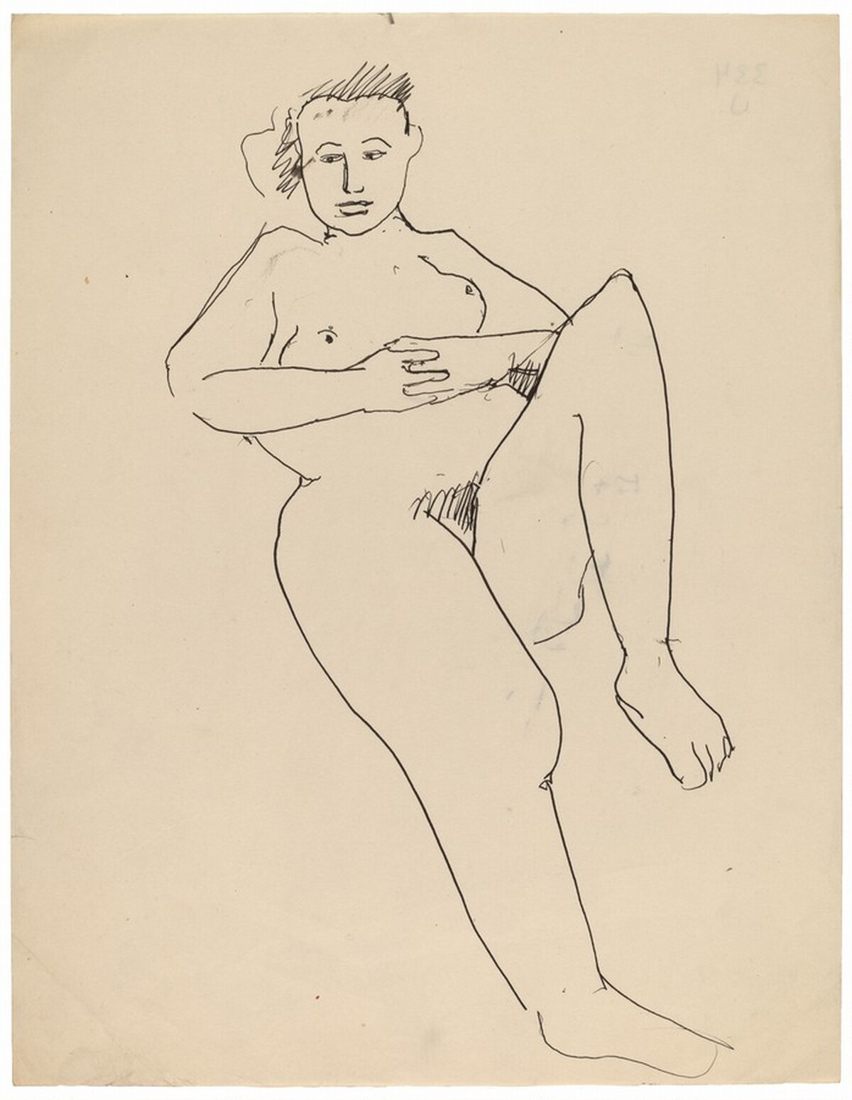 Seated Female Nude Leaning Back, Left Leg Raised at Knee by Mark Rothko