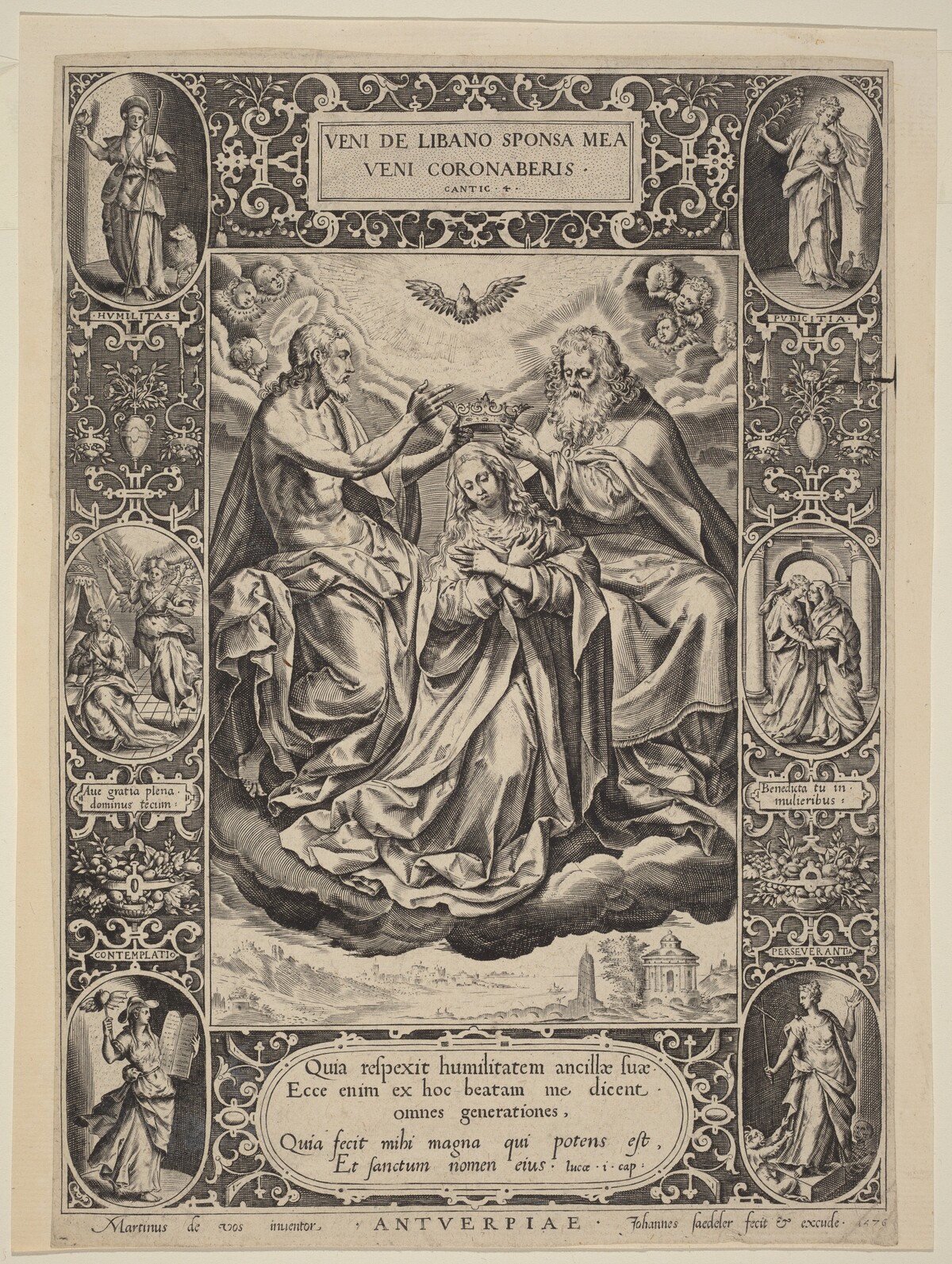 The Coronation of the Virgin by Jan Sadeler I after Maarten de Vos