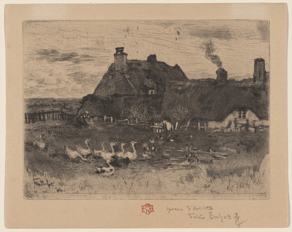 Les Petites Chaumieres (Thatched Cottages -- Small Plate) by Félix-Hilaire Buhot
