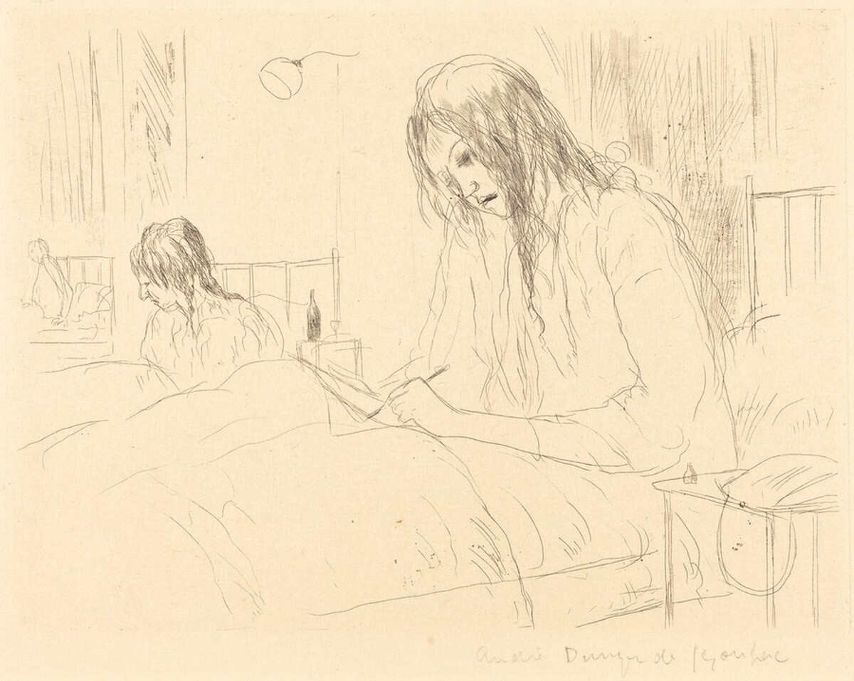 Berthe at the Hospital, The Letter (Berthe a l'hopital: la lettre) by André Dunoyer de Segonzac