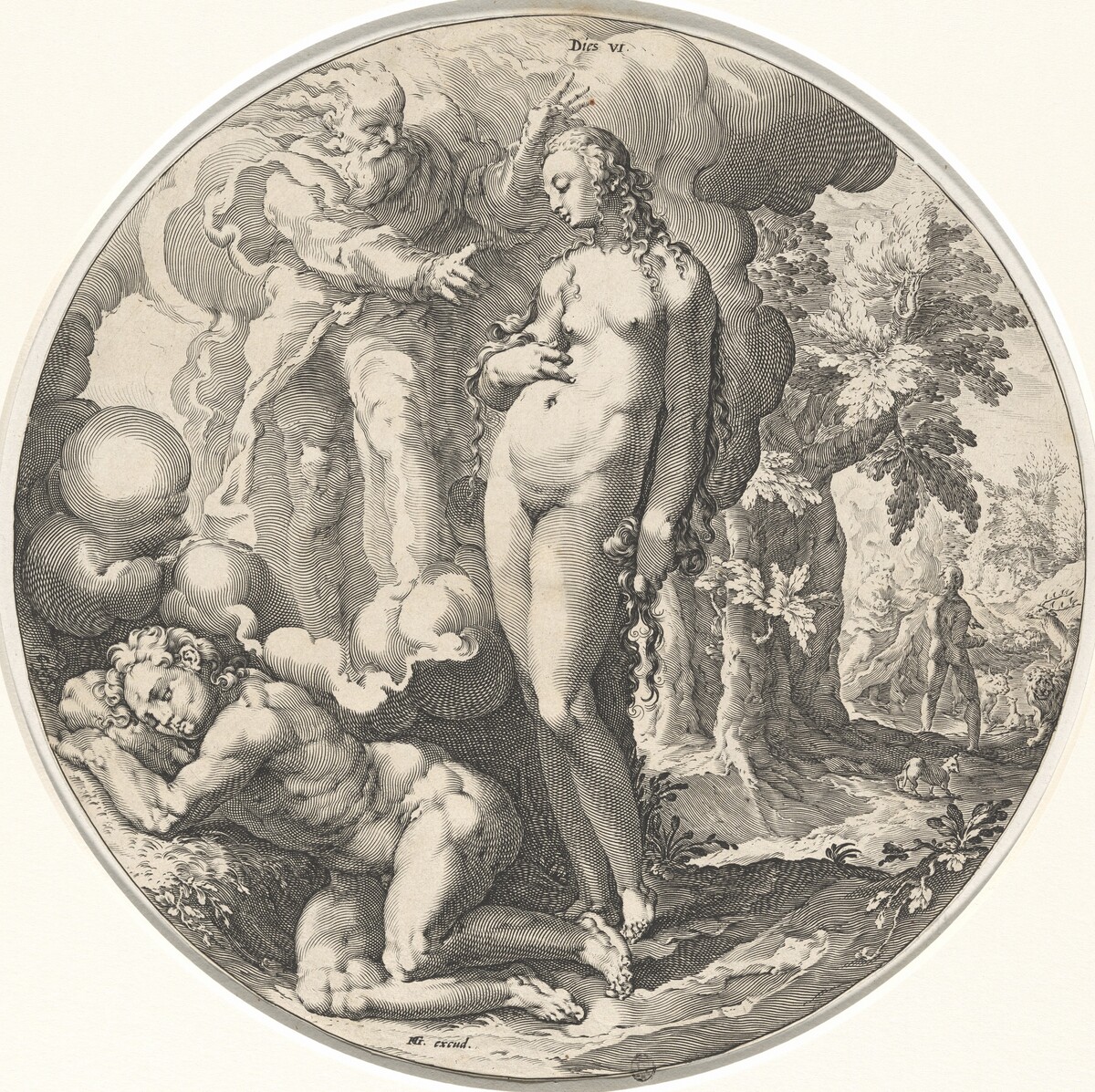 Dies VI (Sixth Day) by Jan Muller, after Hendrick Goltzius