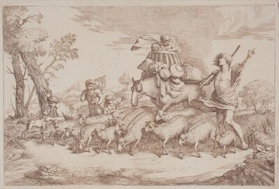 A Pastoral Journey with a Child in a Basket on Horseback