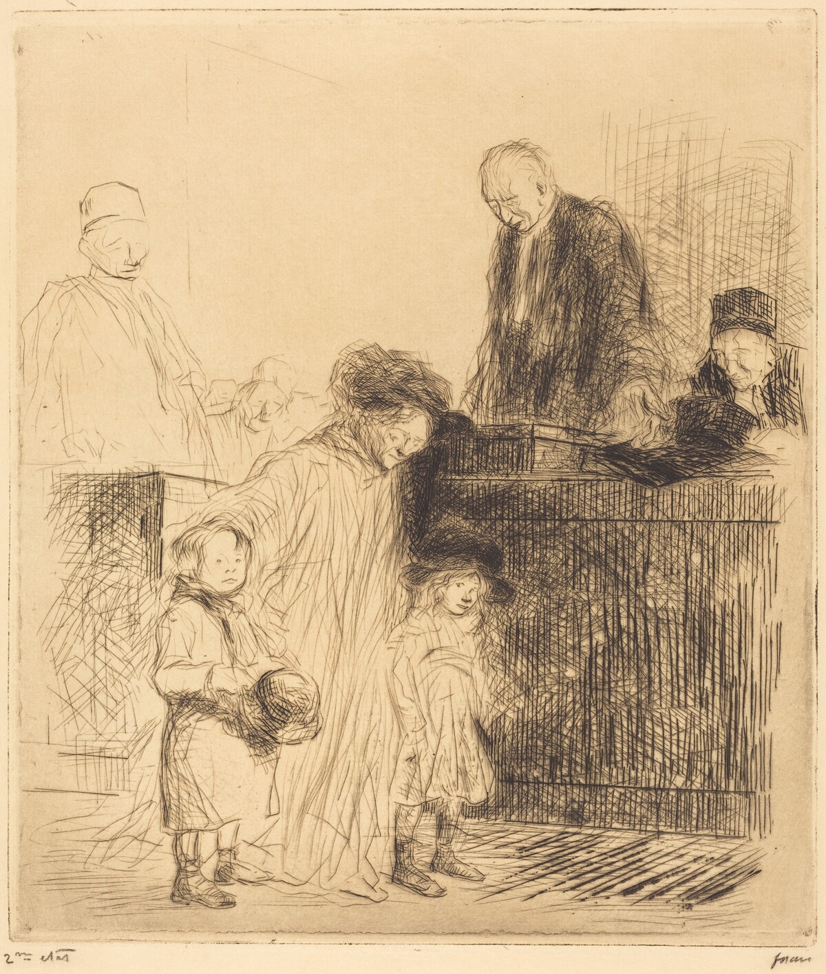 La sortie de l'audience (1ère planche) (Coming Out of the Hearing) (first plate) by Jean-Louis Forain