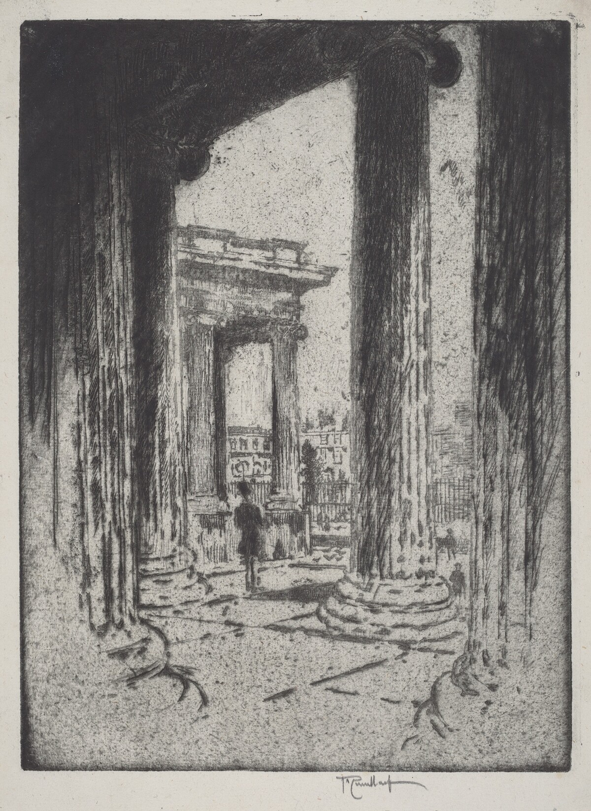 The Portico, British Museum by Joseph Pennell