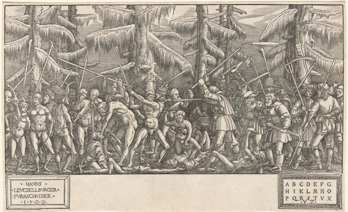 Battle of Naked Men and Peasants by Hans Lützelburger, after Master NH