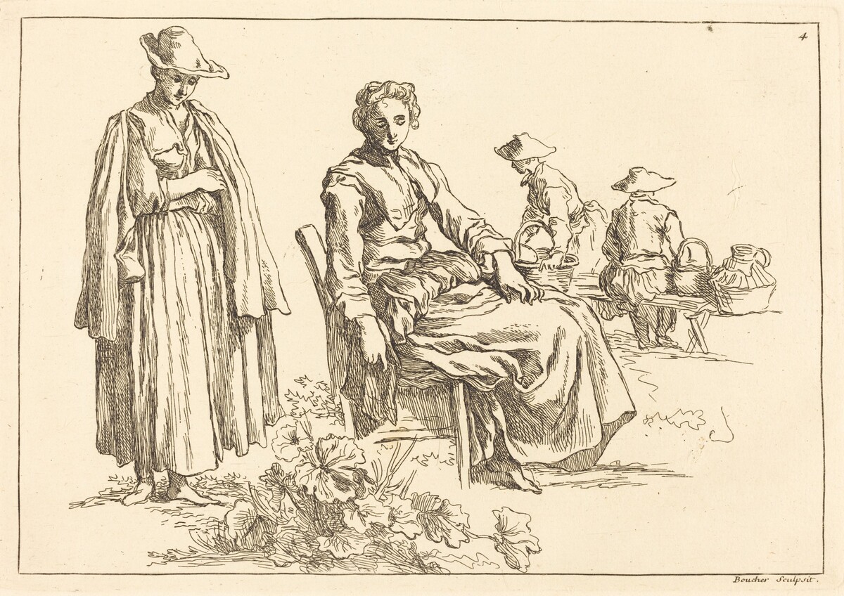 Figures in a Landscape by François Boucher after Abraham Bloemaert
