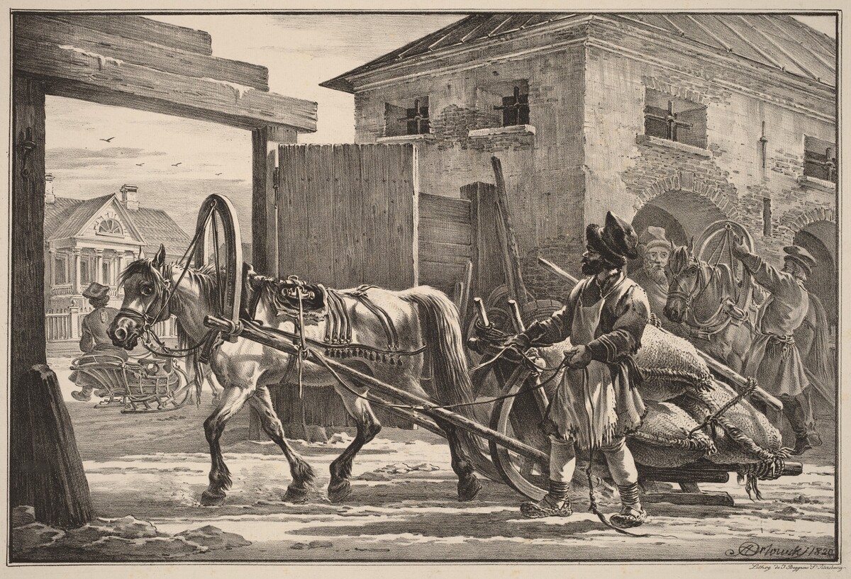 Sled Loaded with Flour Led by an Isvoschik by Aleksandr Osipovich Orlovskii
