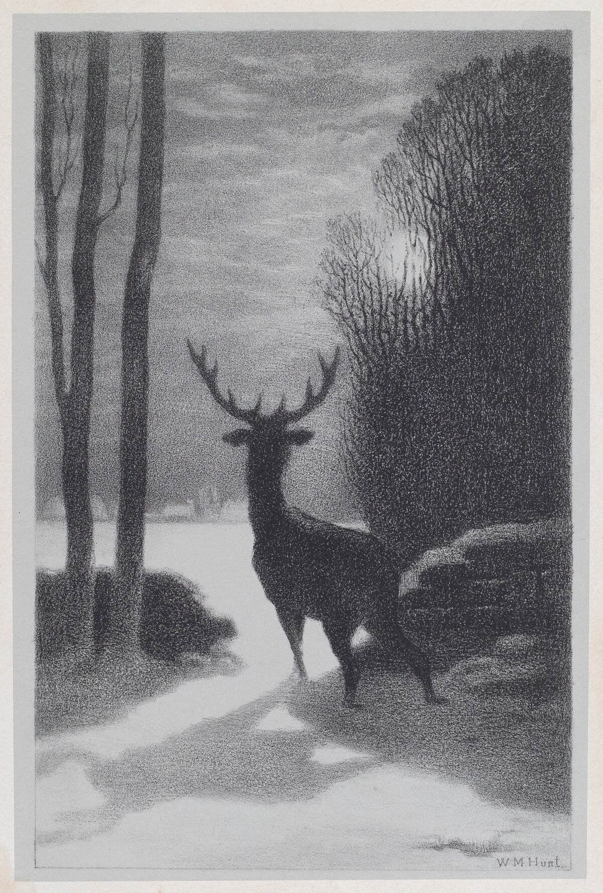 Stag in the Moonlight by William Morris Hunt